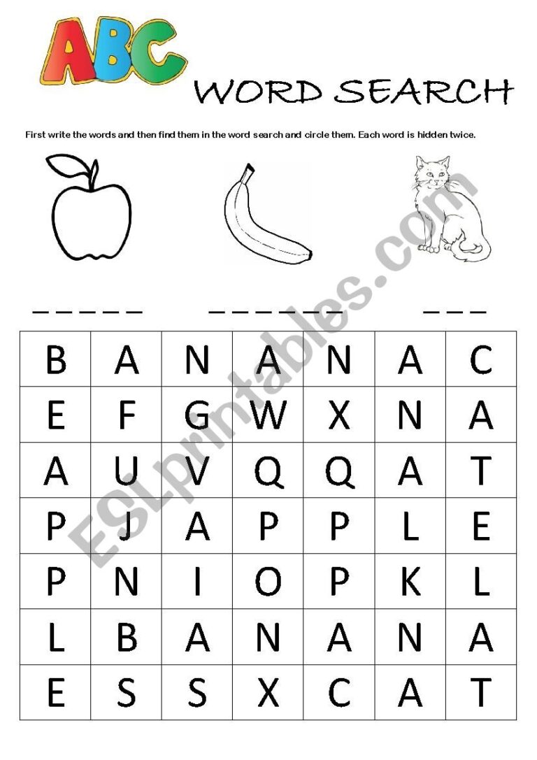 Alphabet Word Search A B C ESL Worksheet By Mkosior