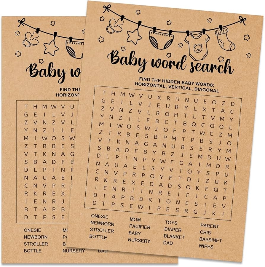 Printable Baby Word Search Puzzles