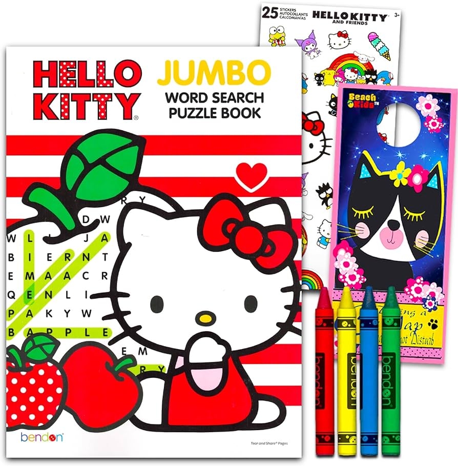 Amazon Hello Kitty Word Search Puzzle Book Set For Kids Bundle With Hello Kitty Activity Books With Word Find Puzzles Stickers Crayons More Hello Kitty Word Search Book Toys