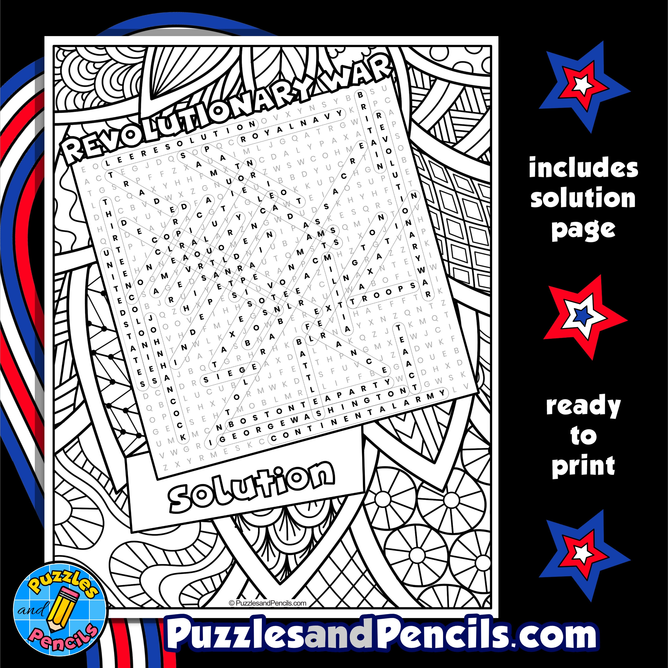 Free Printable Revolutionary War Word Search