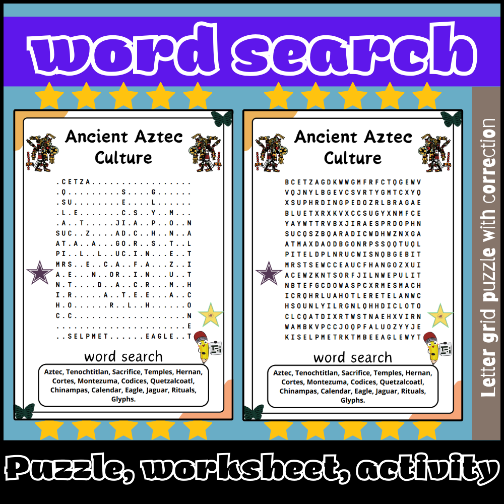 Ancient Aztec Culture Word Search Puzzle Worksheet Activity Ancient Aztec Culture Word Search Puzzle Worksheet Activity
