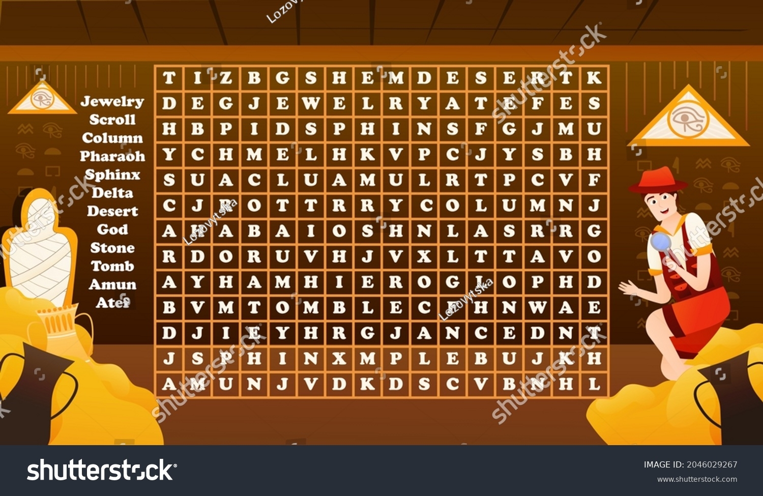 Ancient Egypt Word Search Riddle Kids Stock Vector Royalty Free 