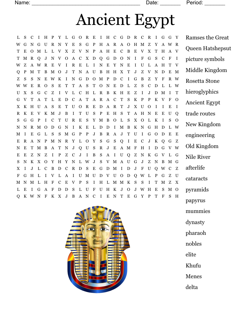 Ancient Egypt Word Search WordMint