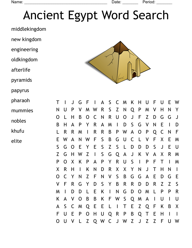 Ancient Egypt Word Search WordMint