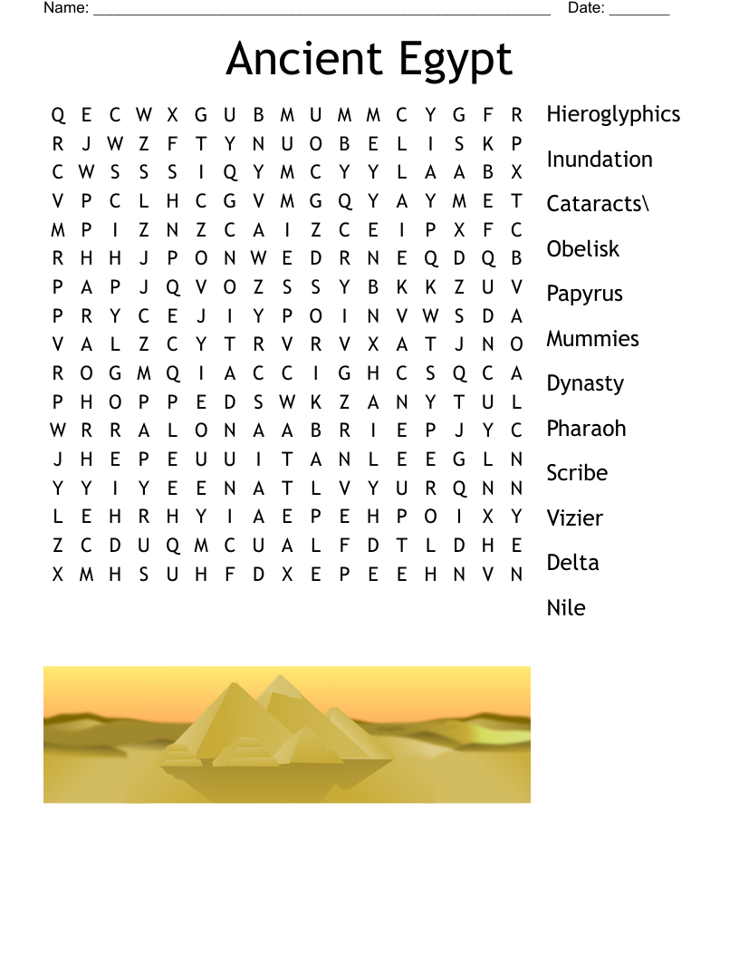 Ancient Egypt Word Search WordMint