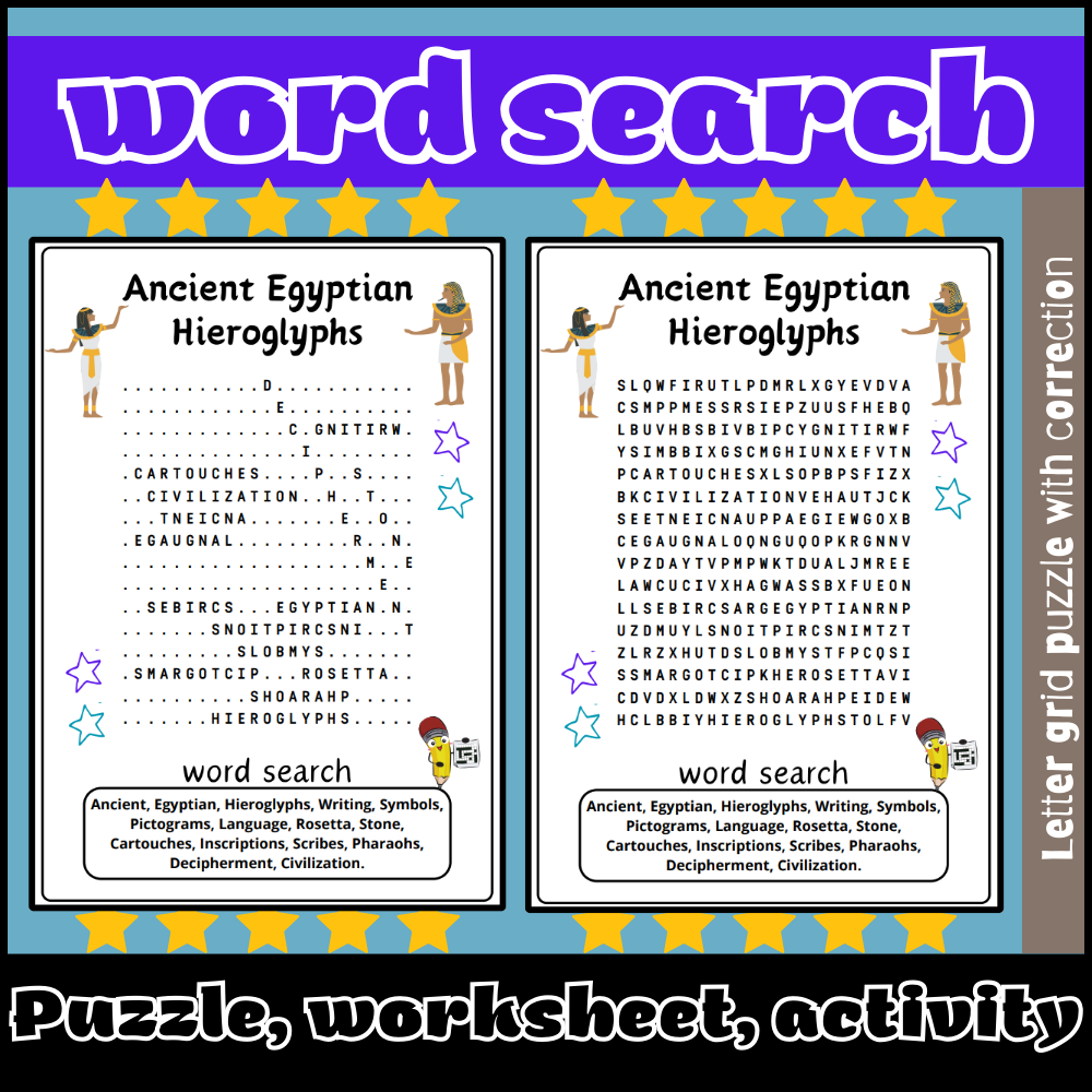 Ancient Egyptian Hieroglyphs Word Search Puzzle Worksheet Activity Made By Teachers