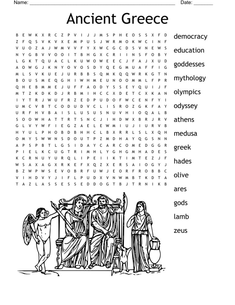Ancient Greece Word Search WordMint