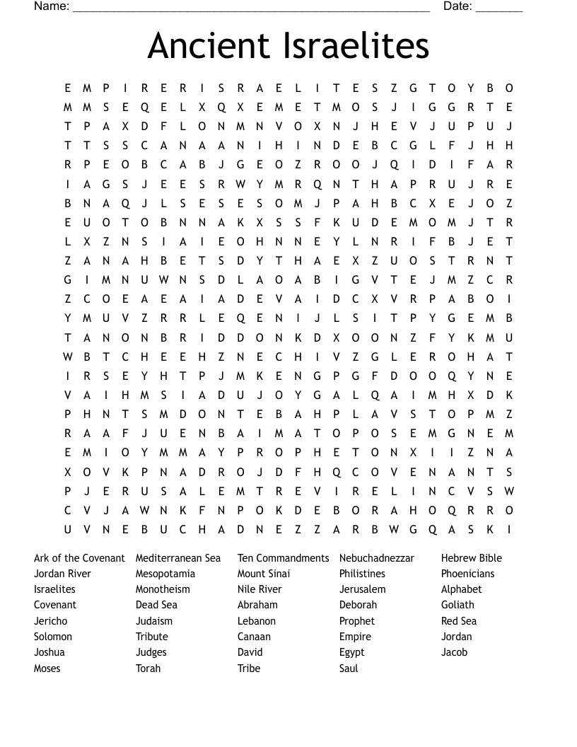 Ancient Israelites Word Search WordMint