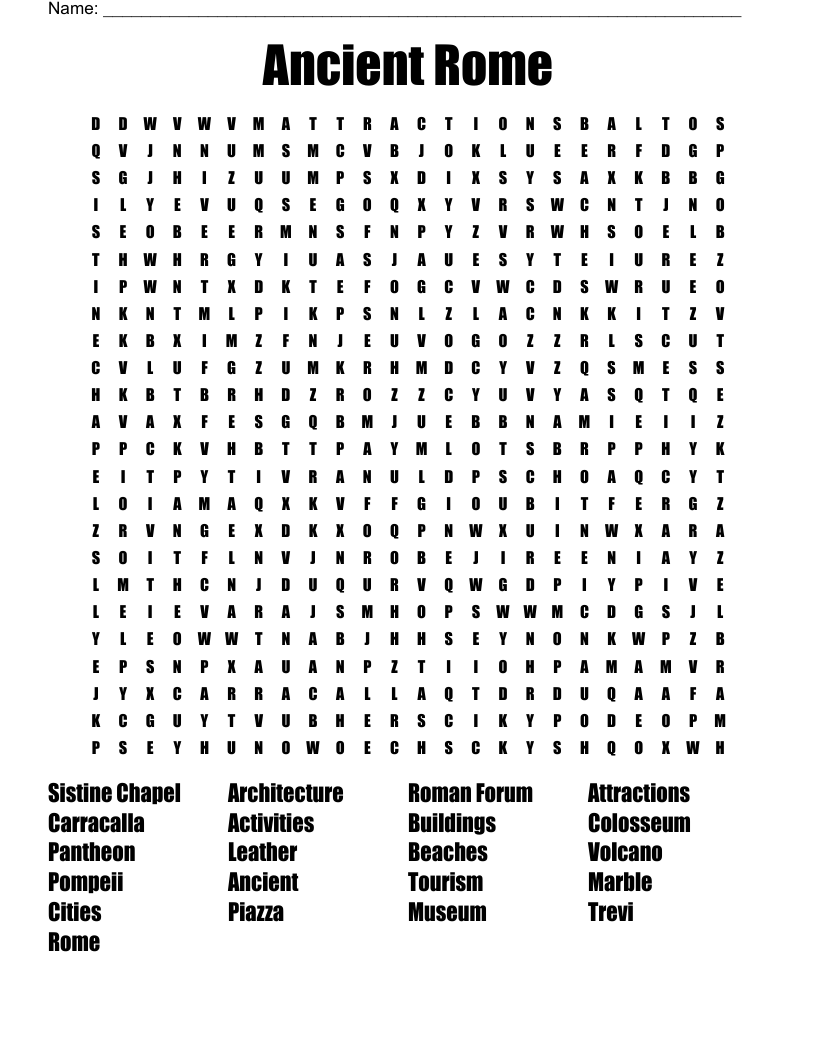 Ancient Rome Word Search WordMint