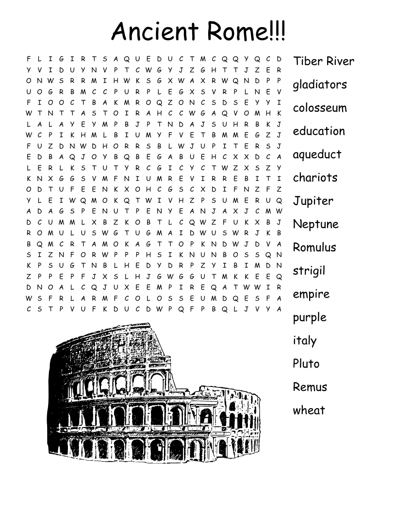 Ancient Rome Word Search WordMint