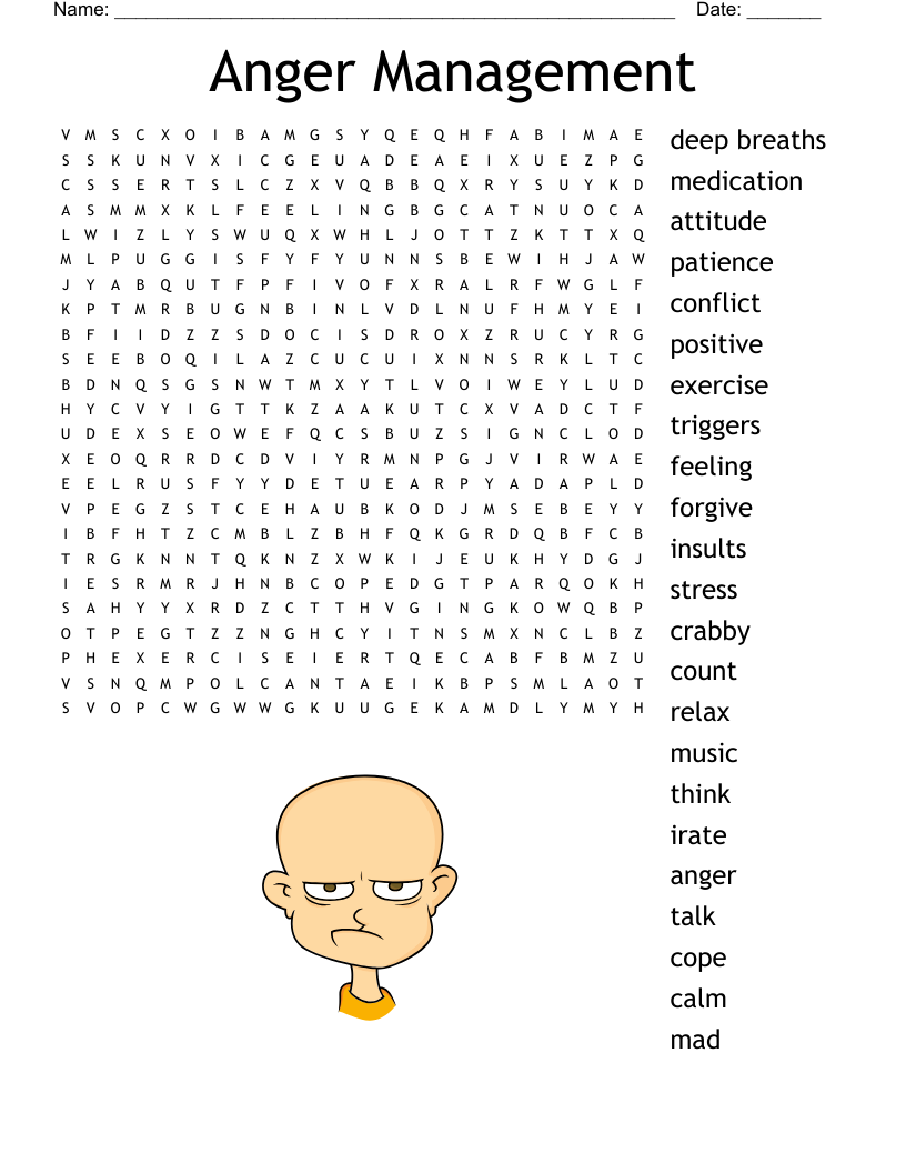 Anger Management Word Search WordMint Anger Management Word Search WordMint