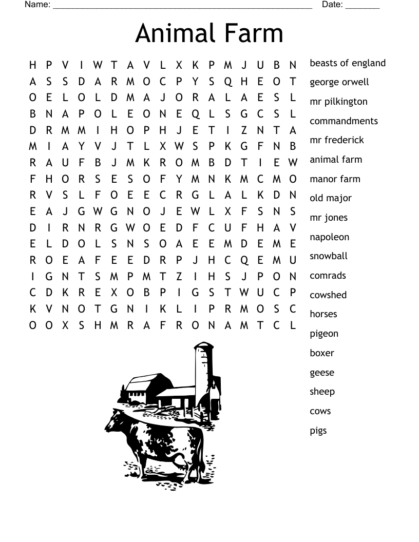Animal Farm Word Search WordMint Animal Farm Word Search WordMint