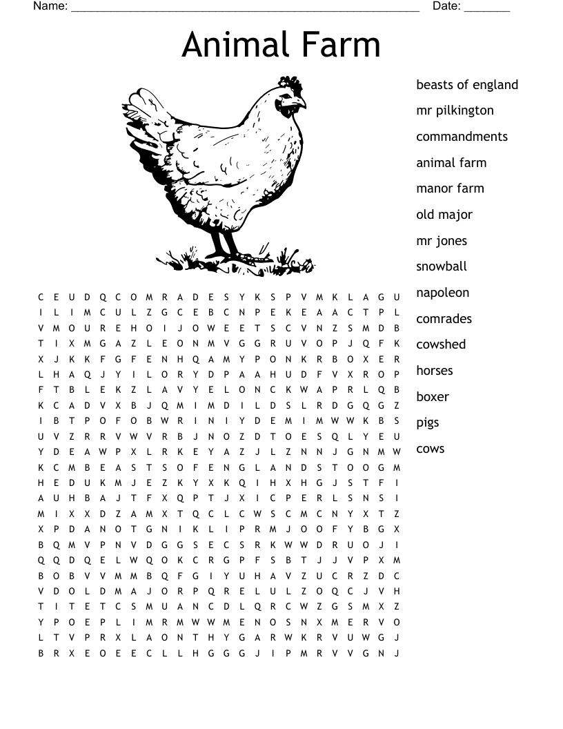 Free Printable Farm Animal Word Search