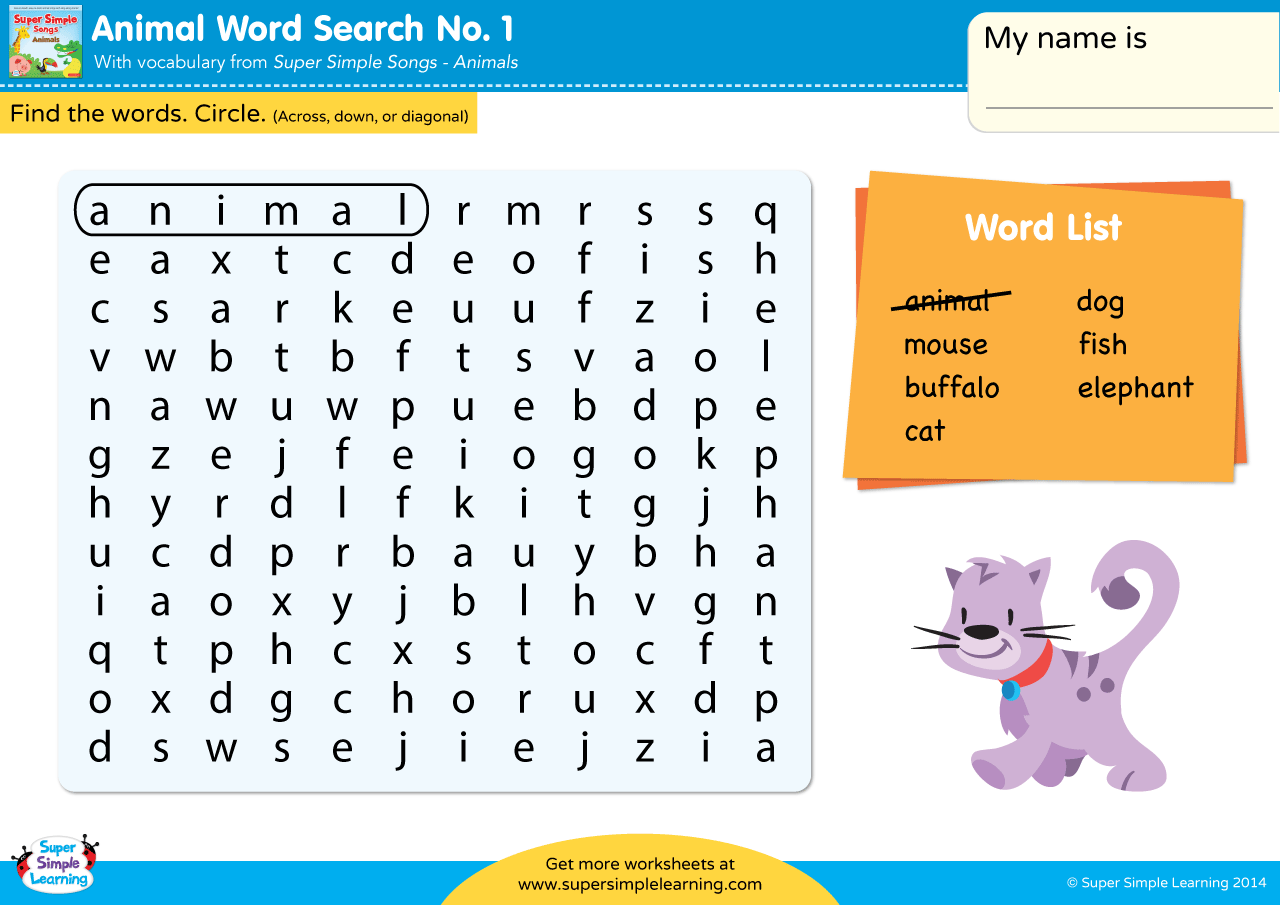 Word Search Printable Grade 1