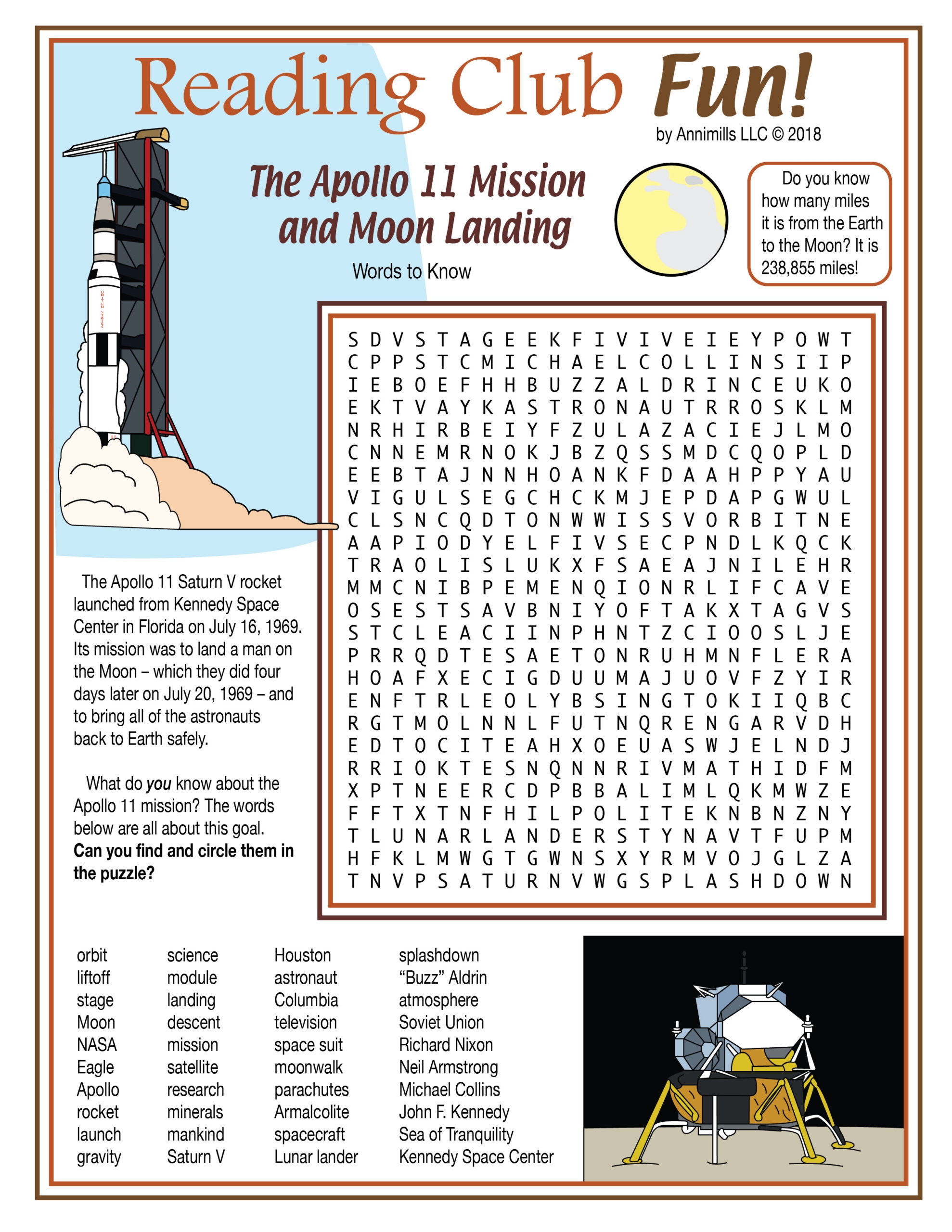 Apollo 11 Moon Landing Printable Puzzles Made By Teachers