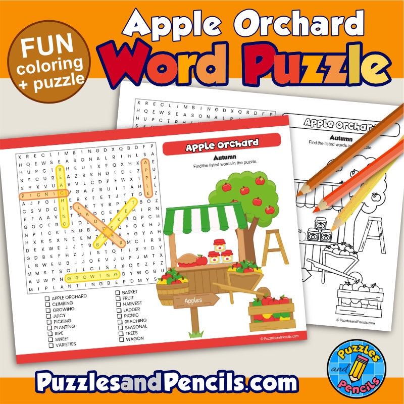 Apple Orchard Word Search Puzzle Activity Page Wordsearch