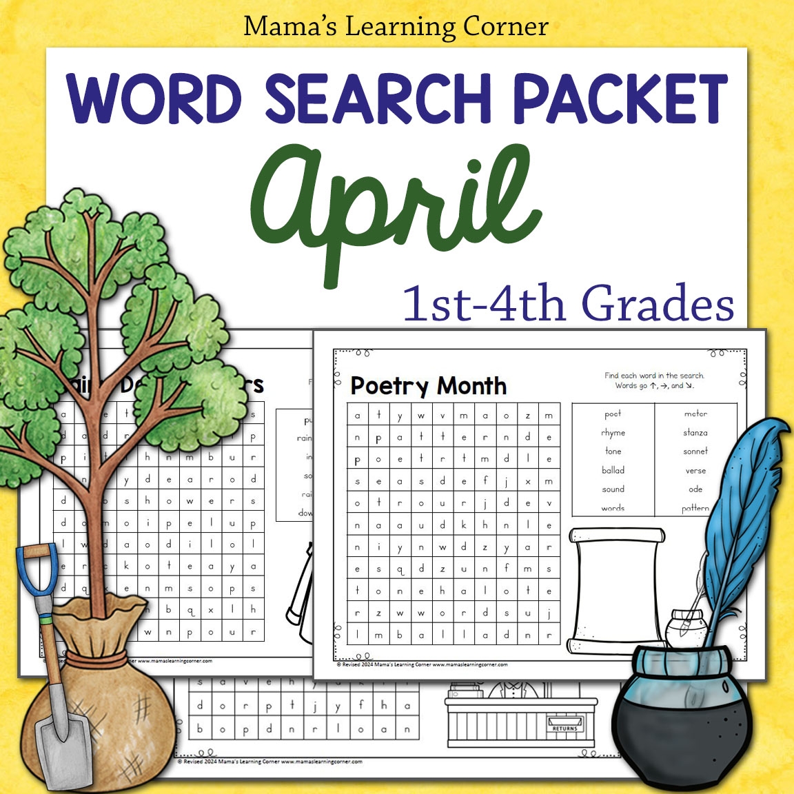 April Word Search Packet Arbor Day April Fool s Library Farm Mamas Learning Corner