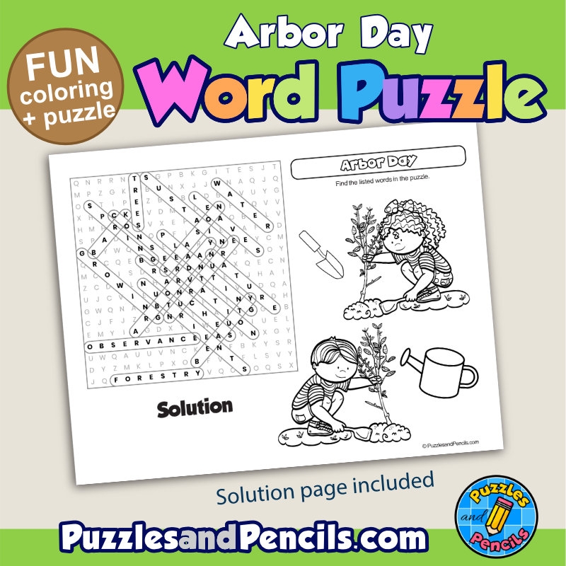 Arbor Day Word Search Puzzle Activity Page And Coloring Wordsearch Made By Teachers