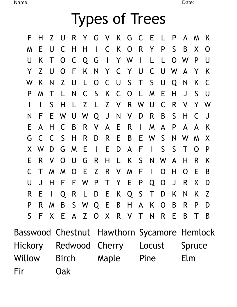 Arbor Day Word Search WordMint