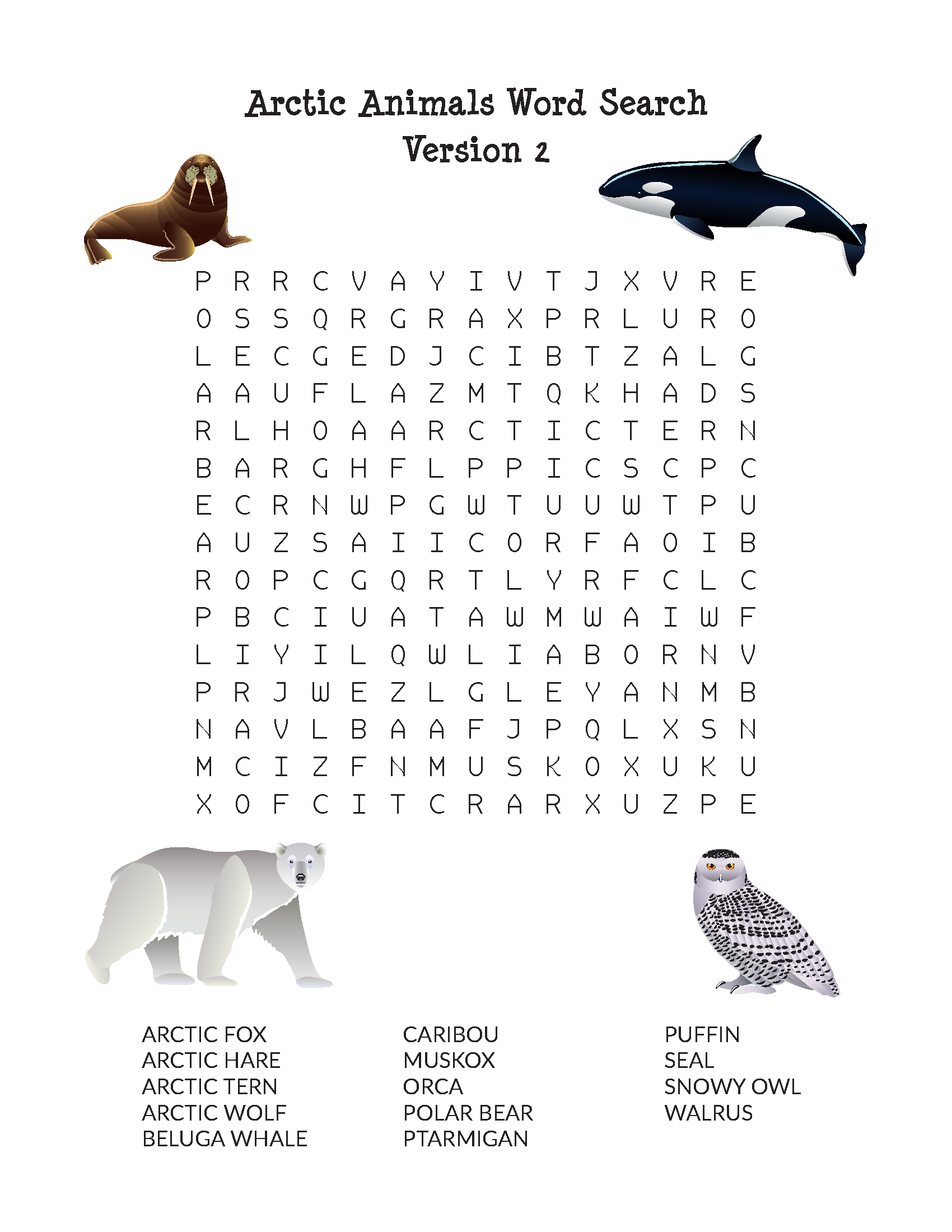 Arctic Animals Word Search Gift Of Curiosity