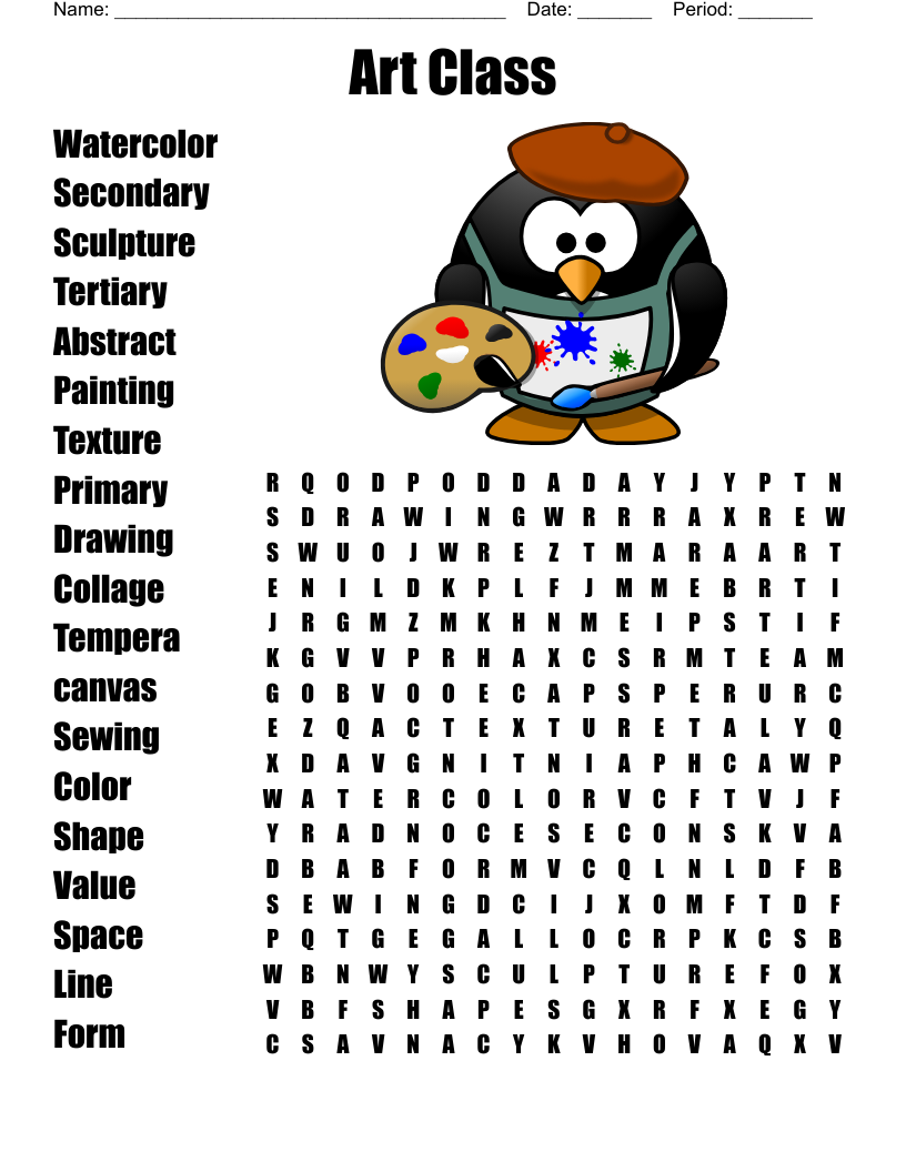 Art Class Word Search WordMint