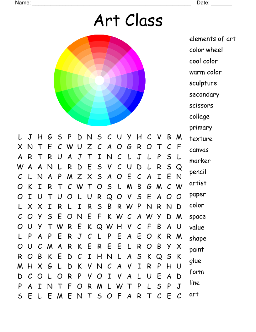 Art Terms Word Search WordMint