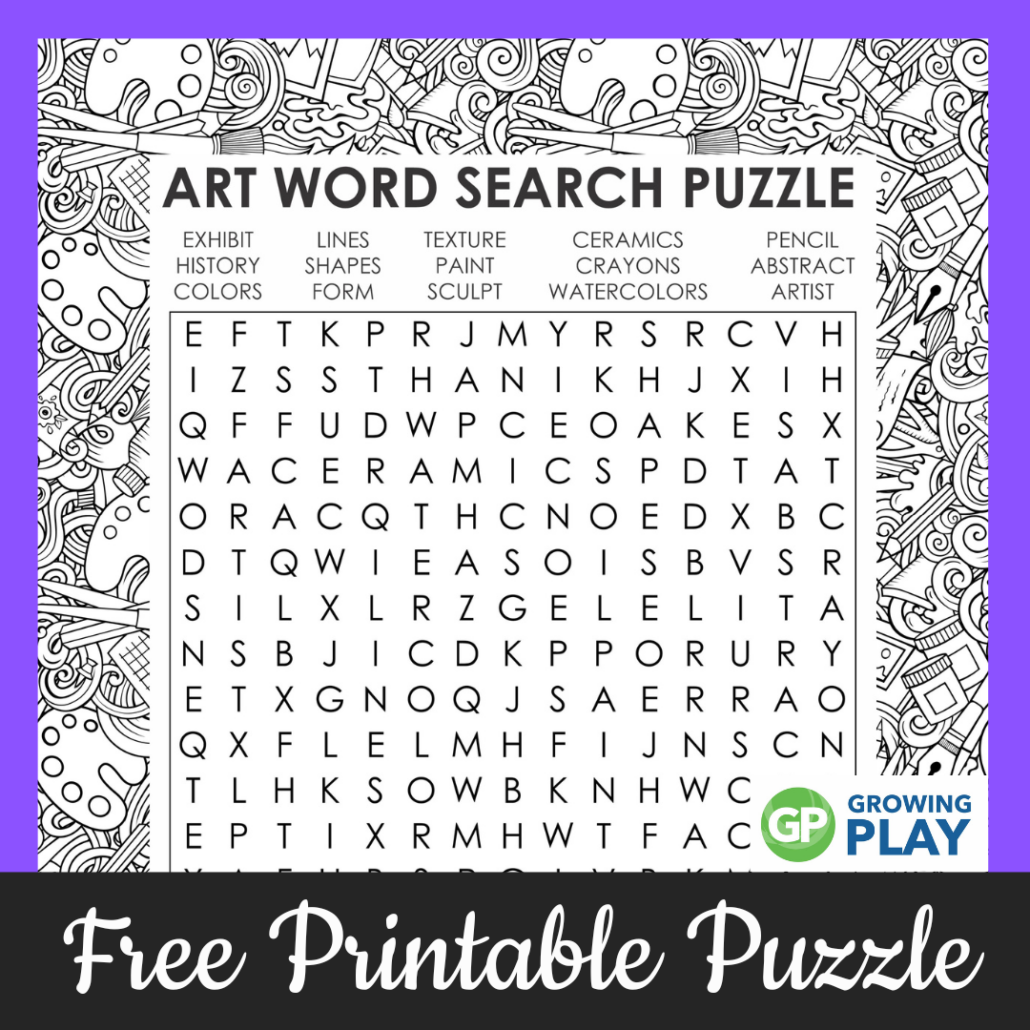 Art Word Search Printable Art Word Search Printable