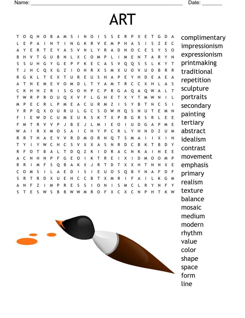 ART Word Search WordMint ART Word Search WordMint