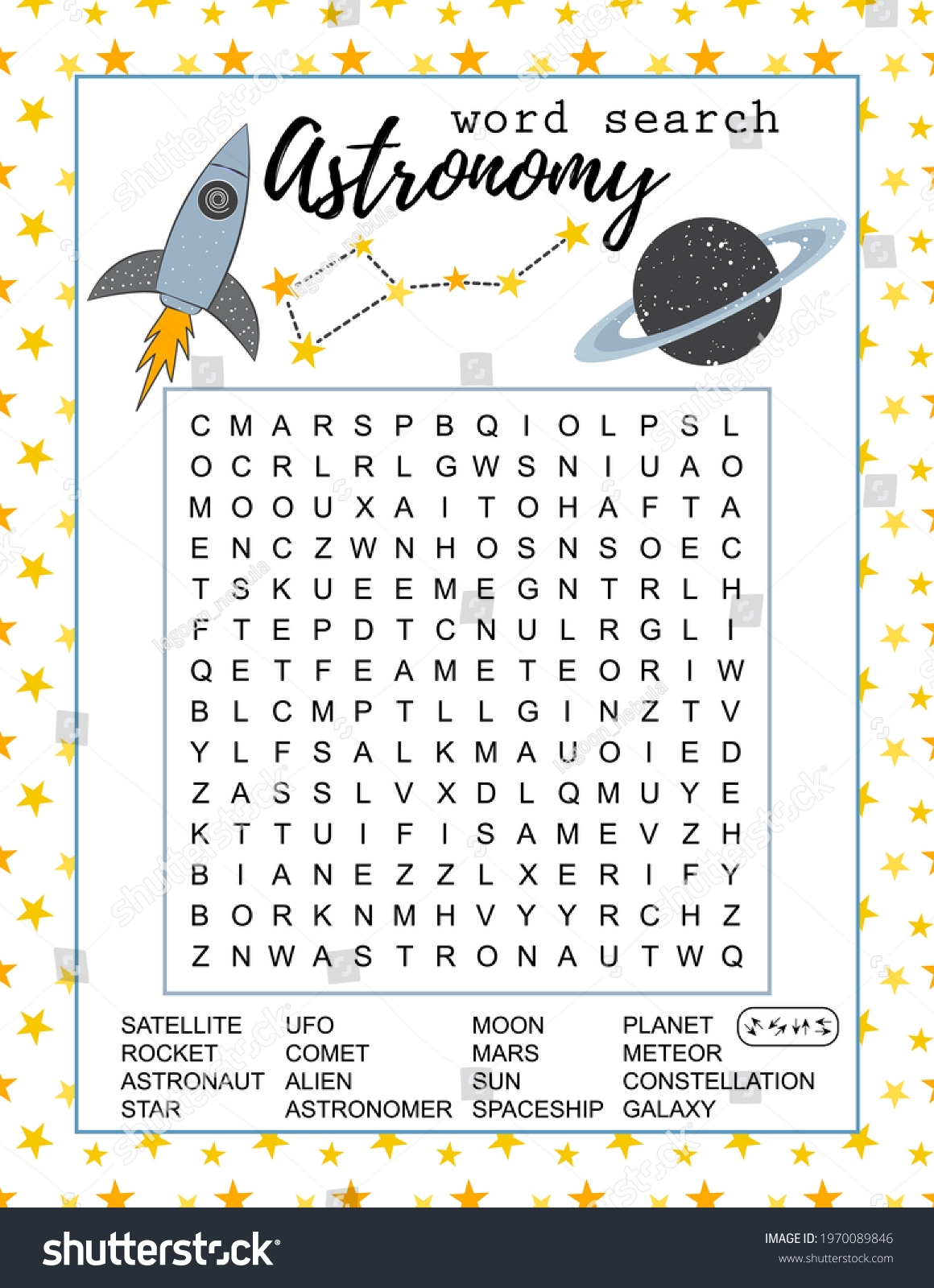Astronomy Word Search Puzzle Educational Game Stock Vector Astronomy Word Search Puzzle Educational Game Stock Vector
