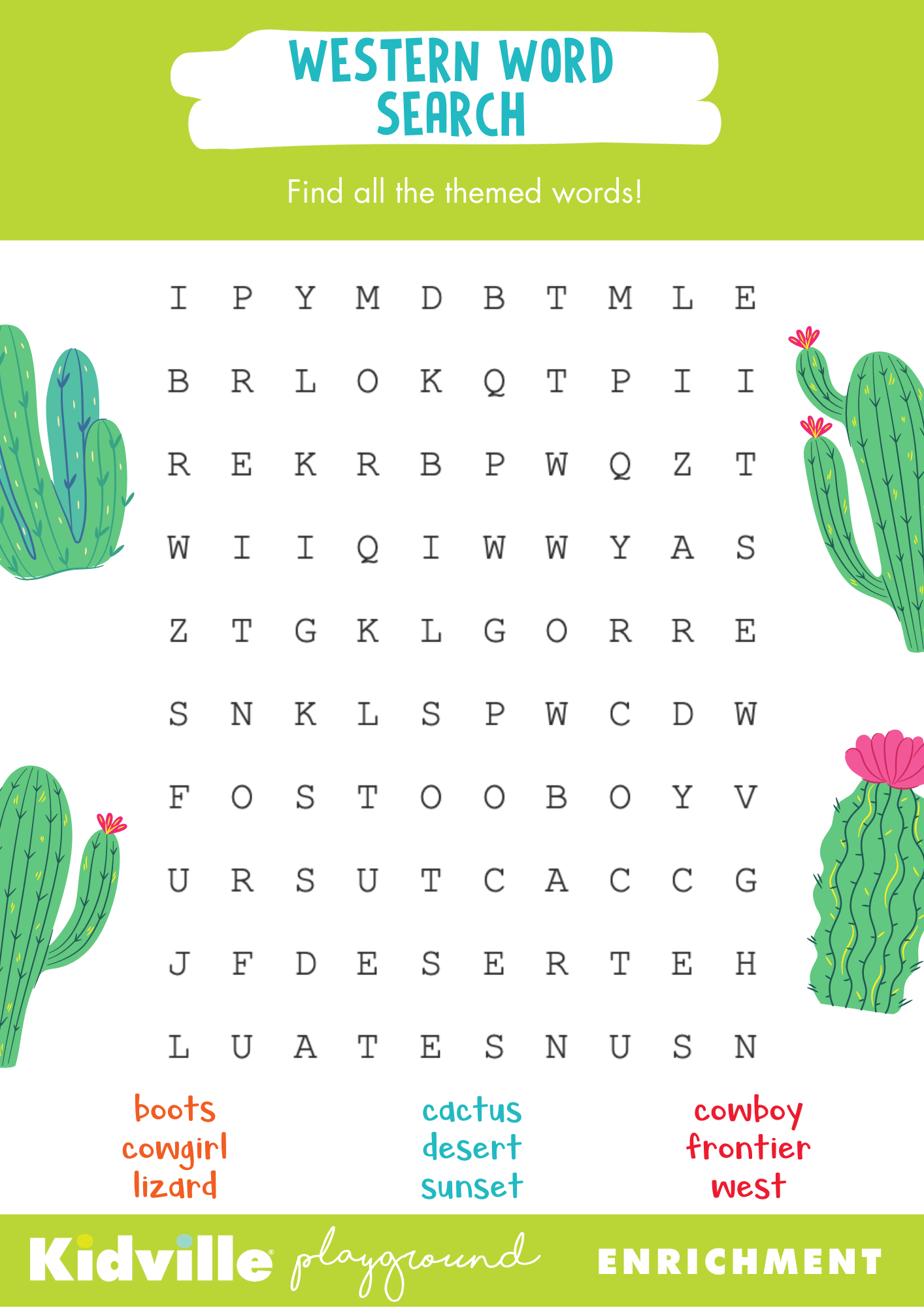 Free Printable Western Word Search