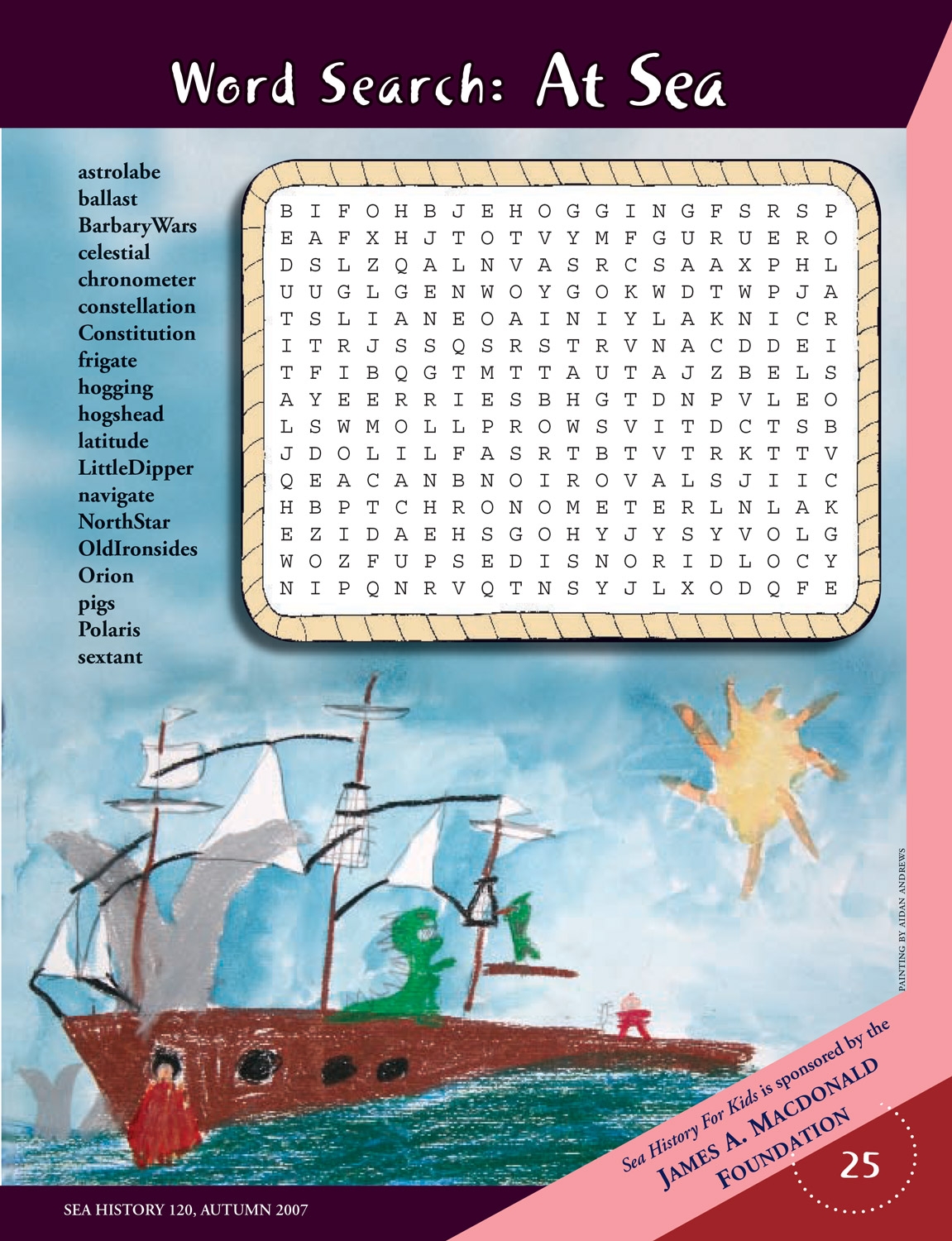 At Sea Word Search National Maritime Historical Society