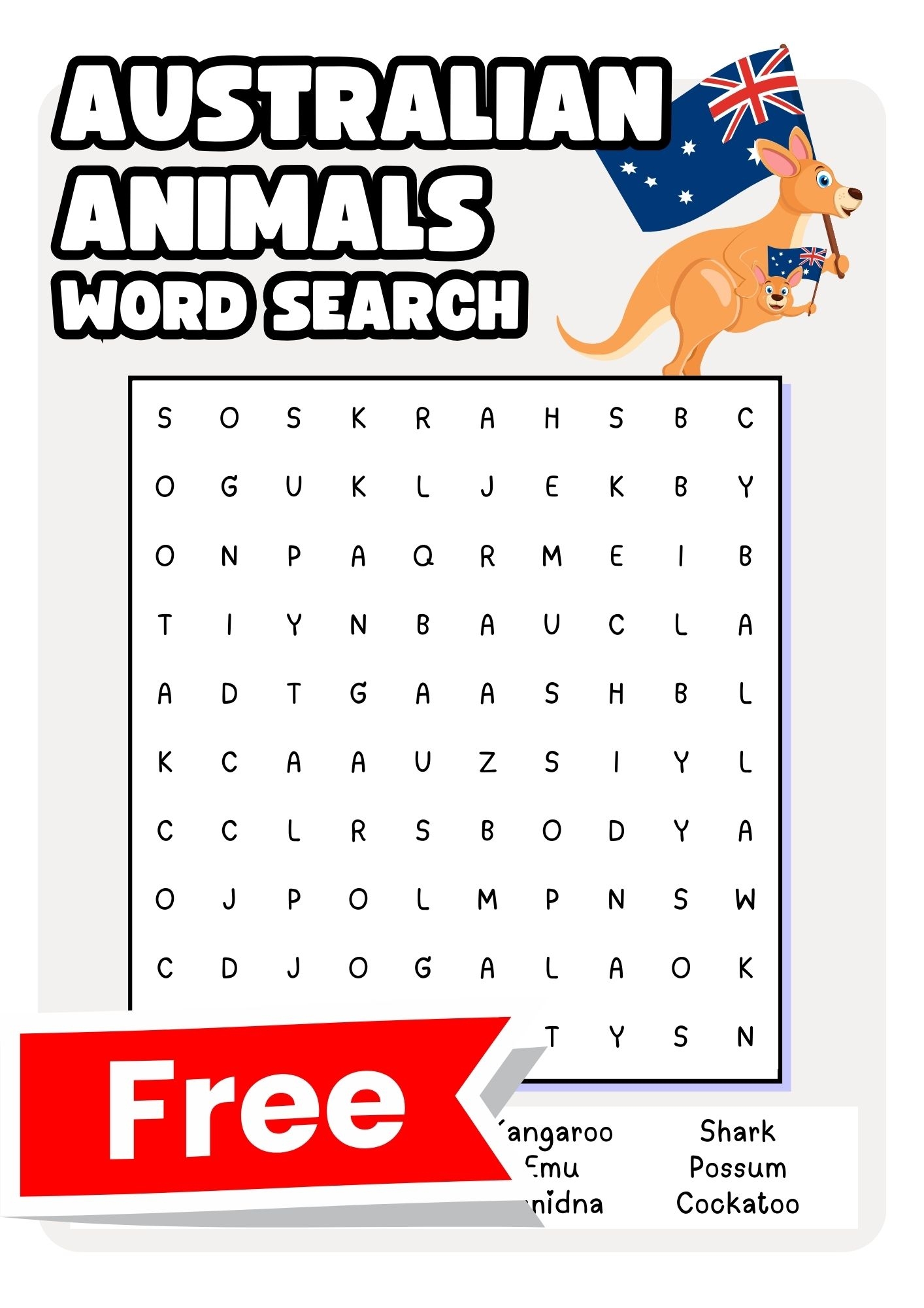 Free Printable Word Search Australia