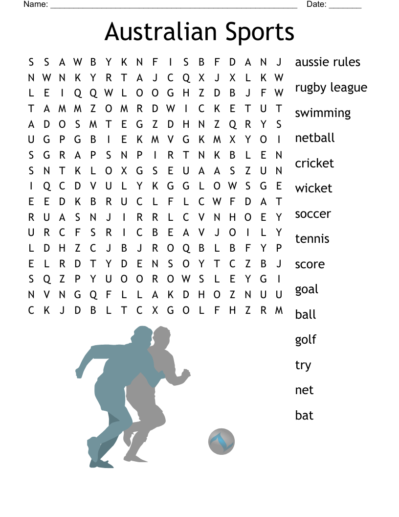 Australian Sports Word Search WordMint