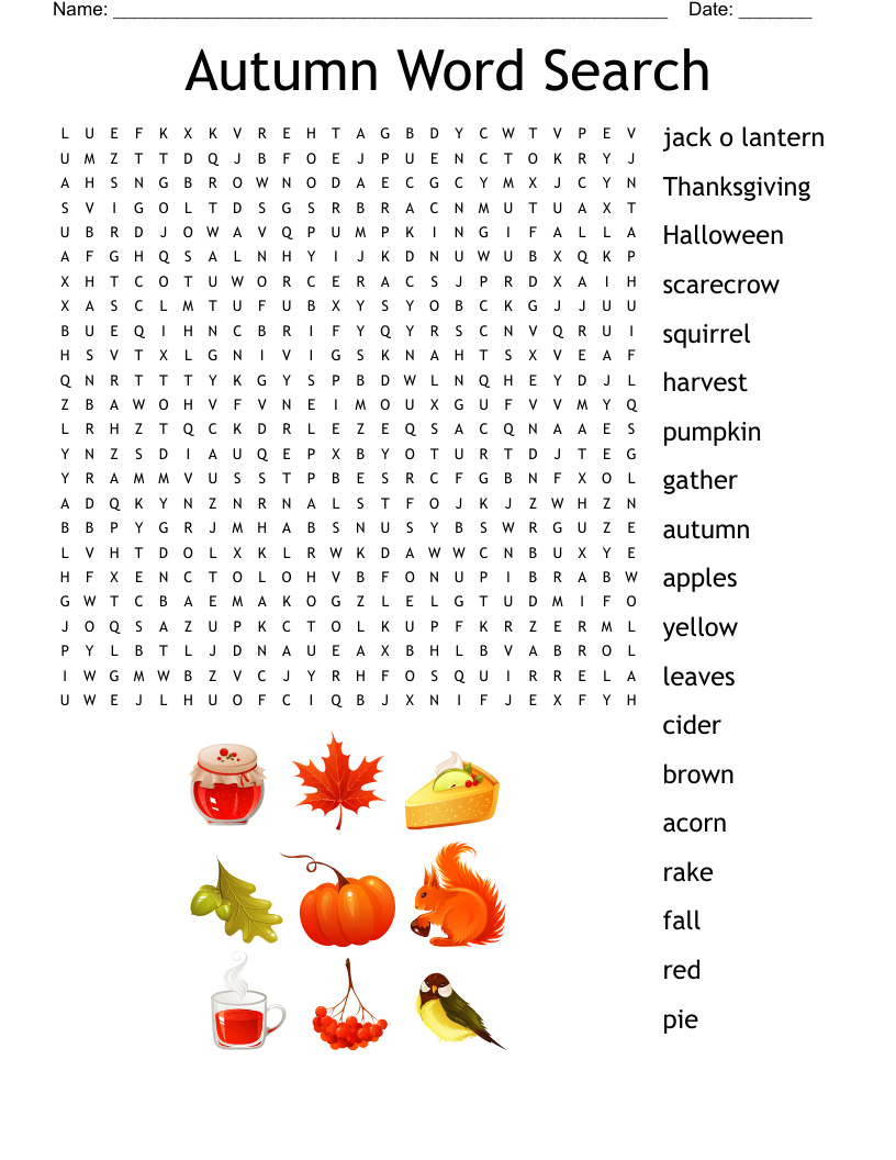 Ultimate Autumn Word Search Printable