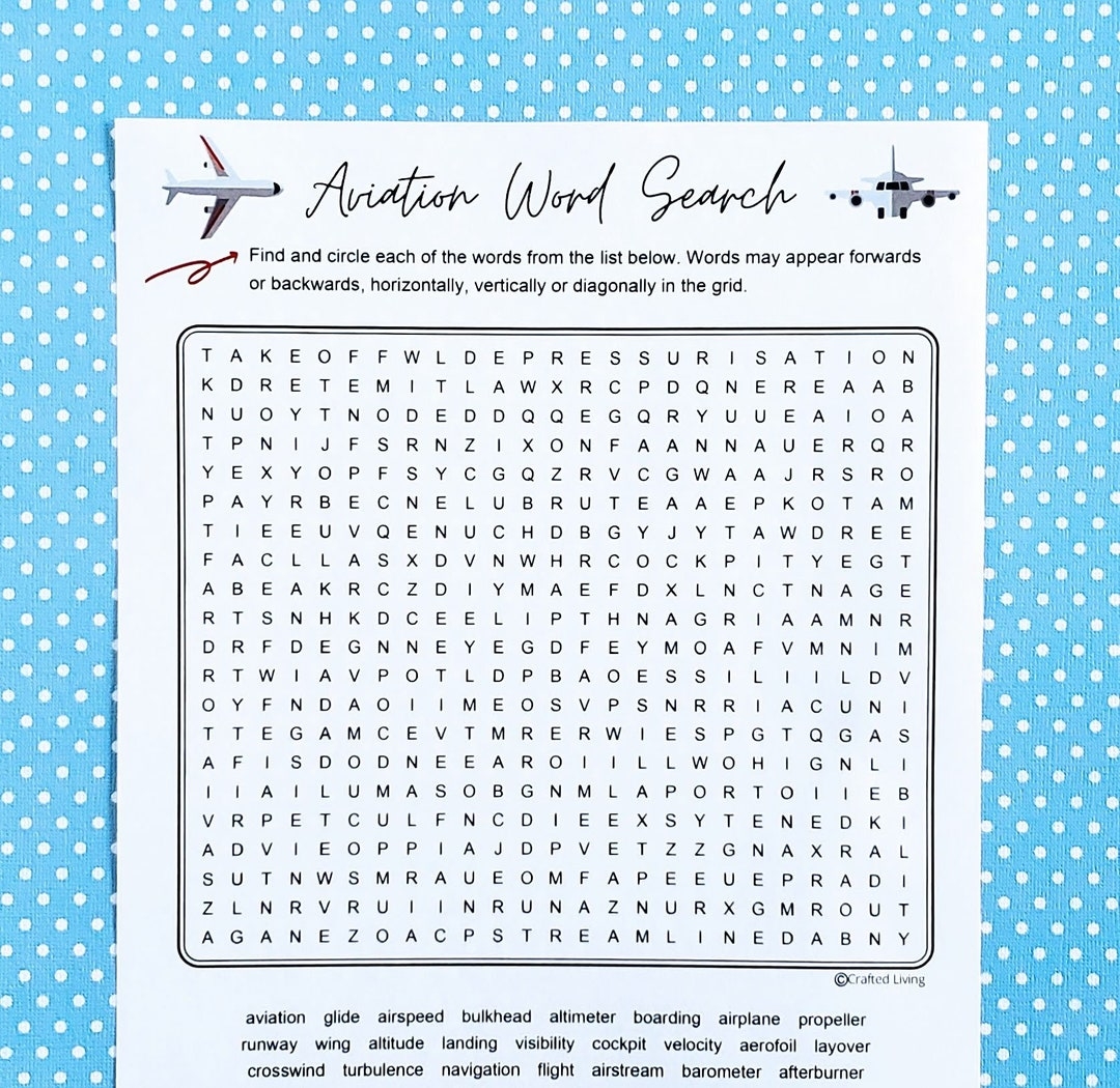 Aviation Printable Word Search Airplane Word Puzzle Party Game Brain Teaser Game Classroom Home School Activity Vocabulary Game Etsy