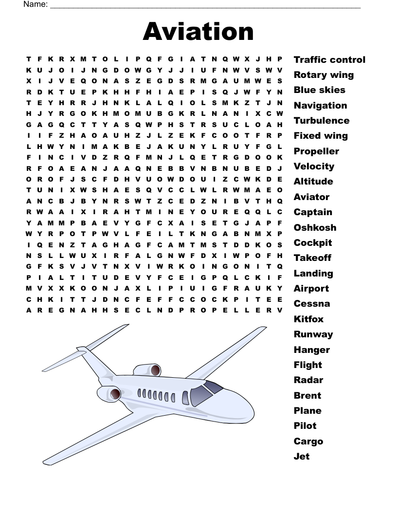 Aviation Word Search WordMint