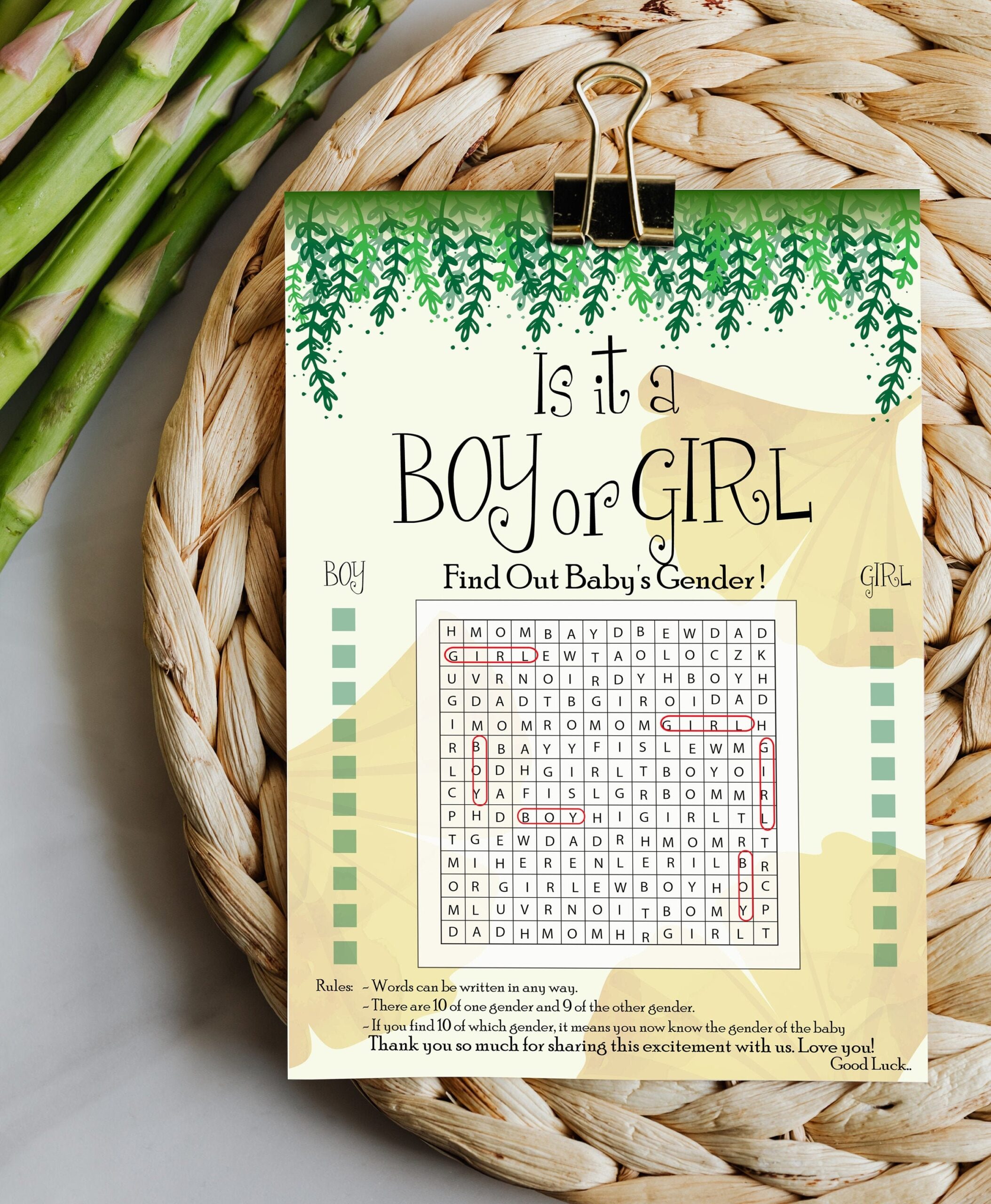 Free Printable Gender Reveal Word Search