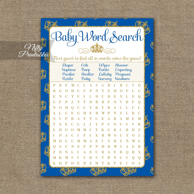 Baby Shower Word Search Game Royal Baby Shower