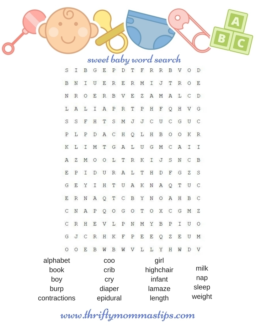 Baby Word Search Printable Clearance