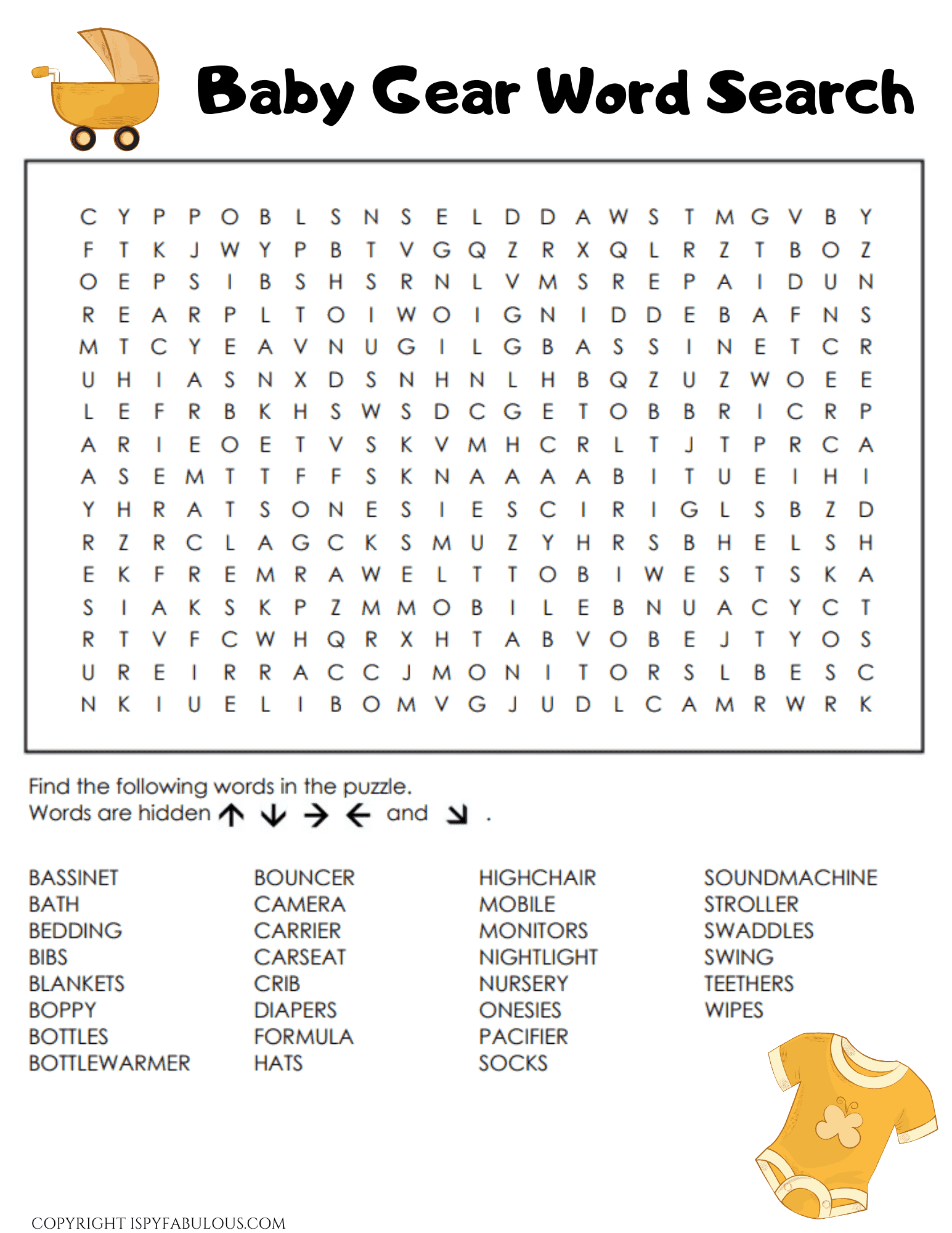 Baby Word Search Game Printable