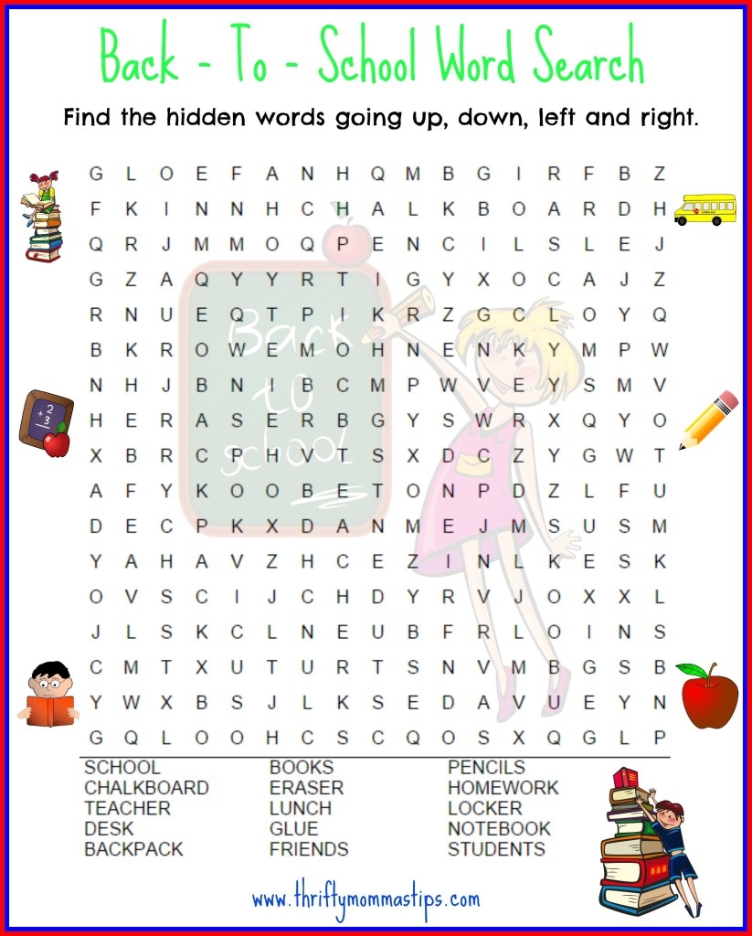 Back To School Word Search Printable Back To School Word Search Printable