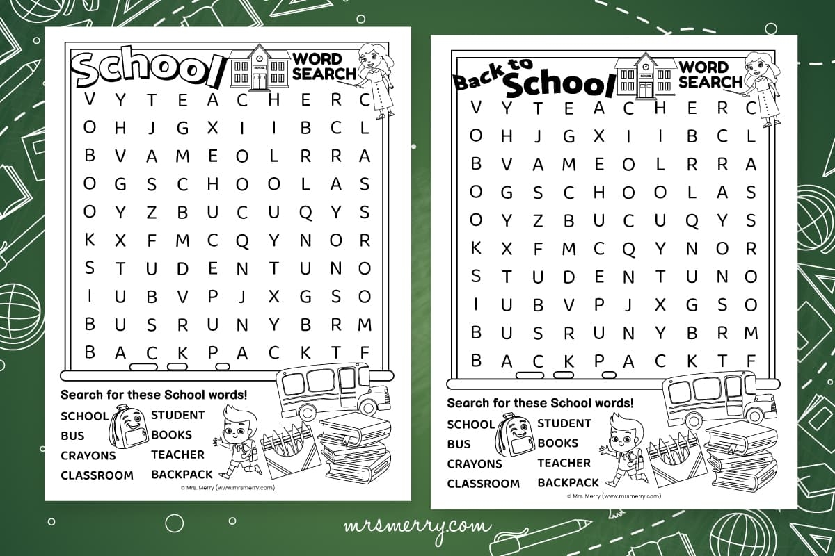 Back To School Word Search Puzzle Free Printable Mrs Merry