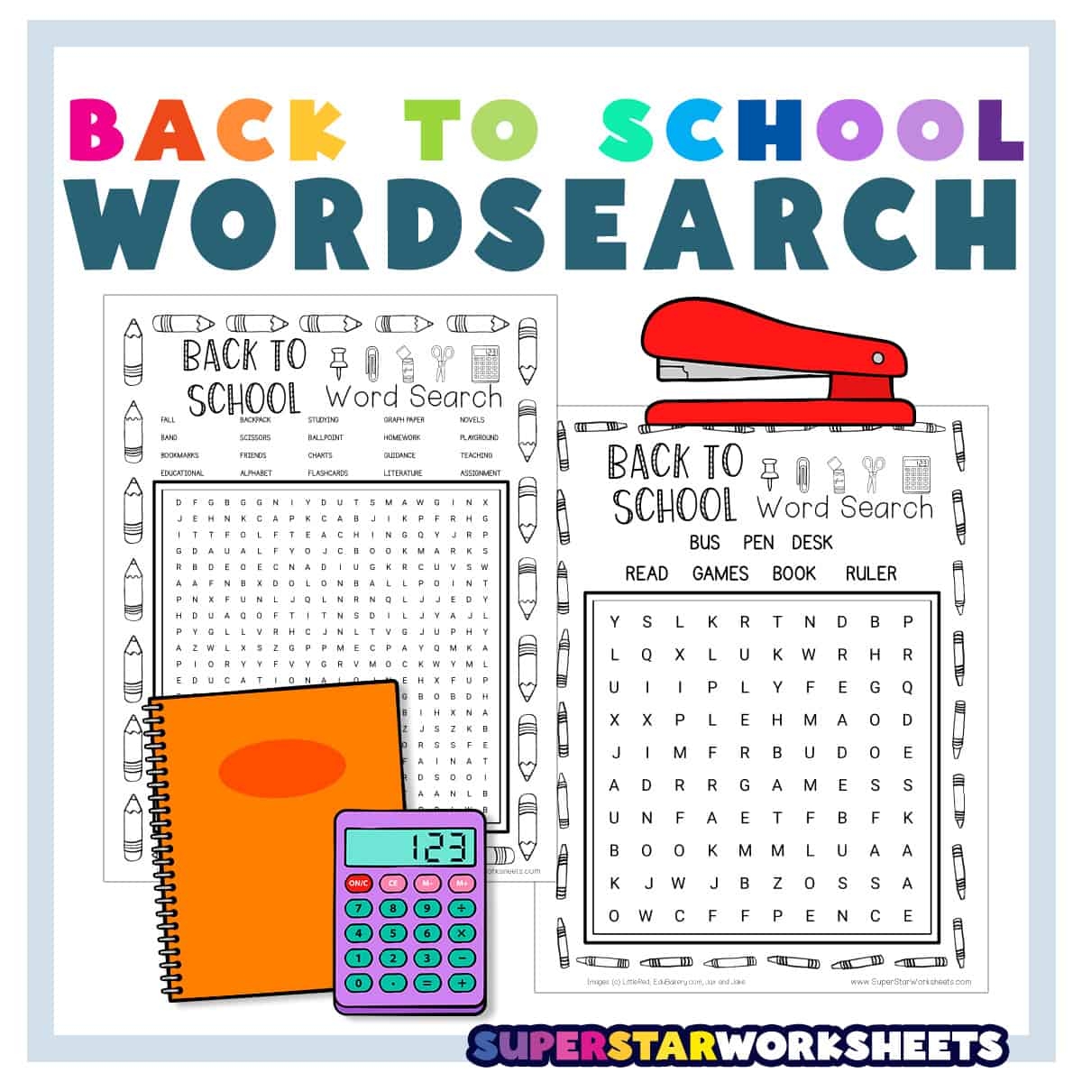 Back To School Word Search Superstar Worksheets