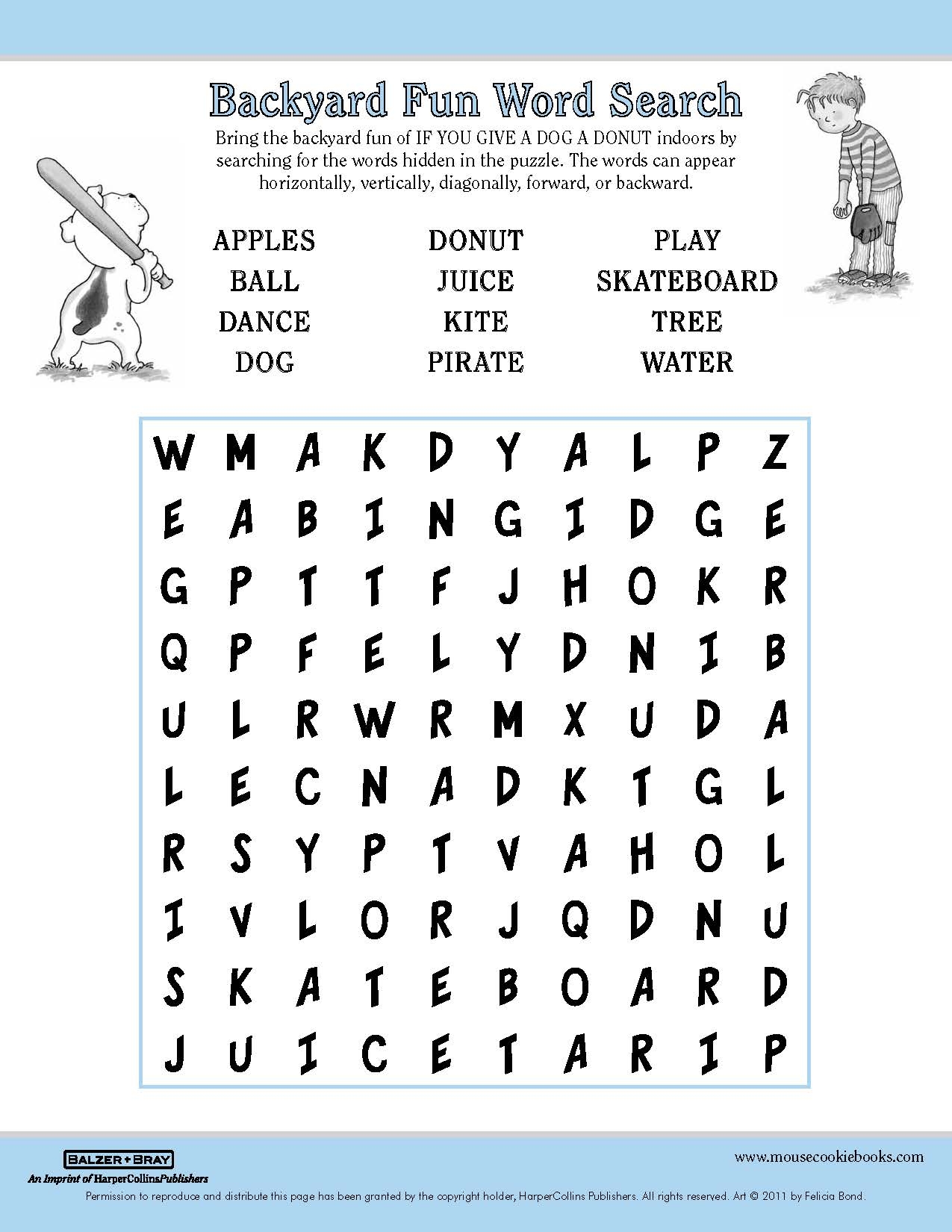 Donut Word Search Printable