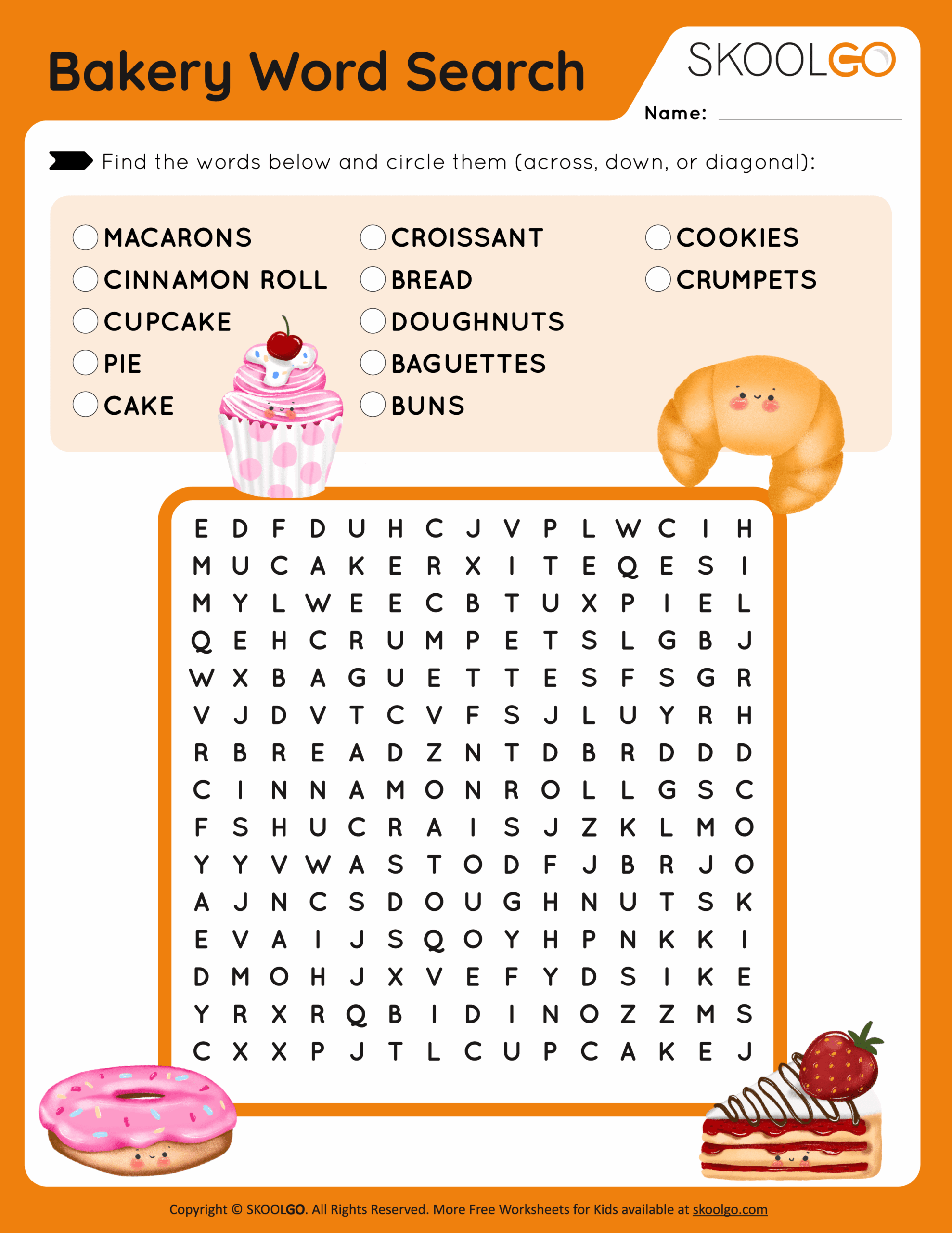 Bakery Word Search Free Game For Kids SKOOLGO Bakery Word Search Free Game For Kids SKOOLGO