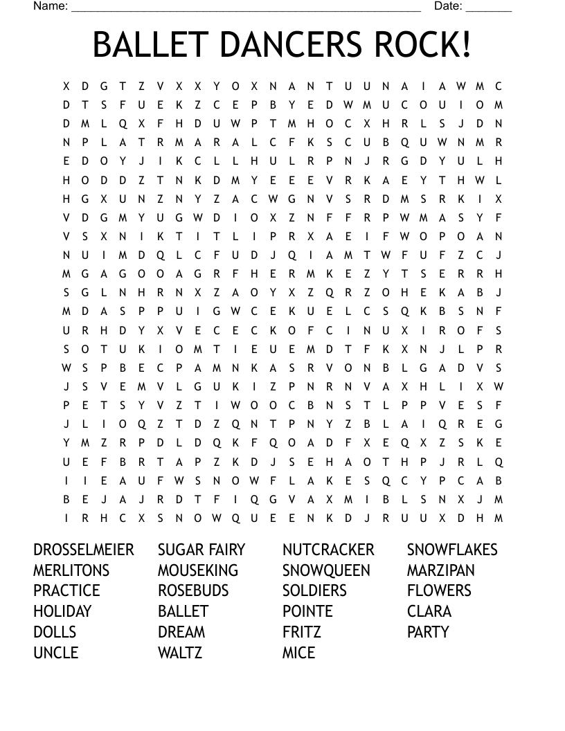 BALLET DANCERS ROCK Word Search WordMint BALLET DANCERS ROCK Word Search WordMint
