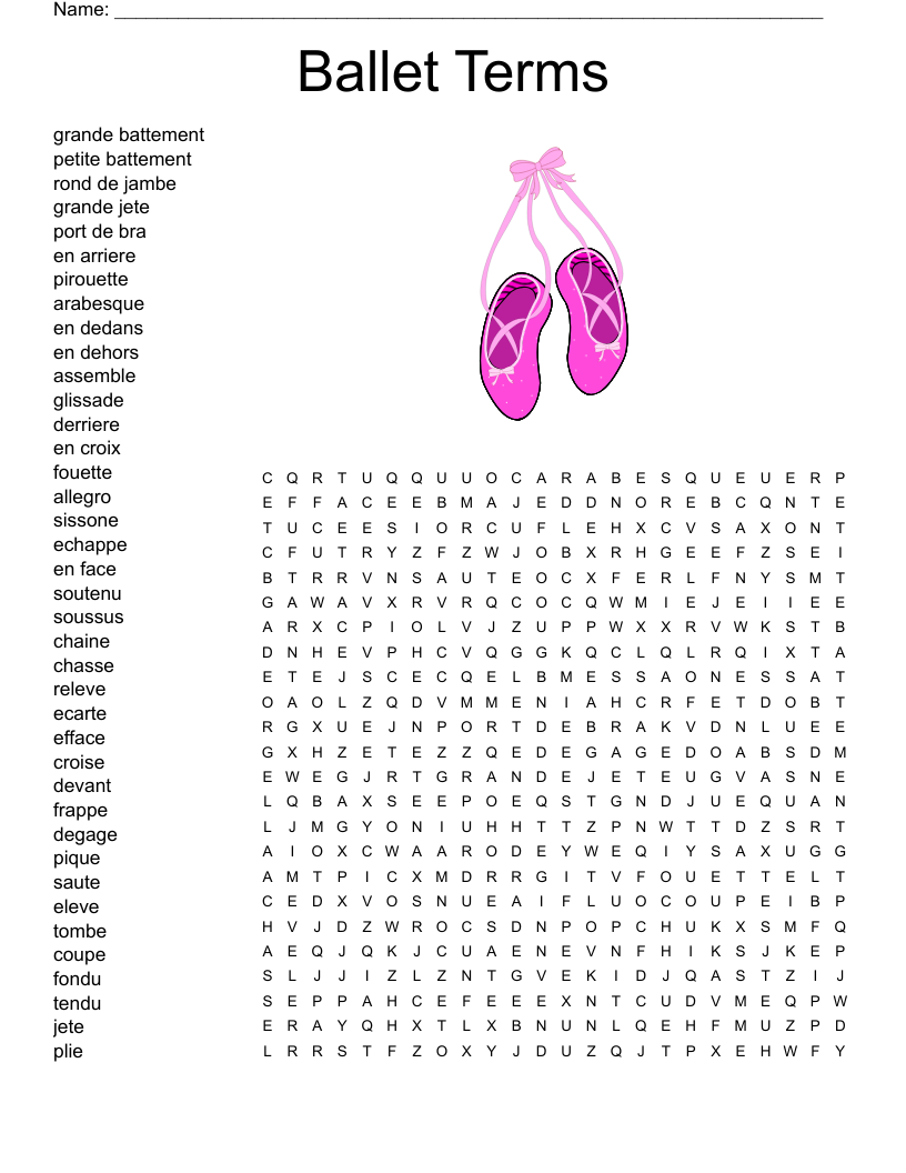 Ballet Word Search WordMint