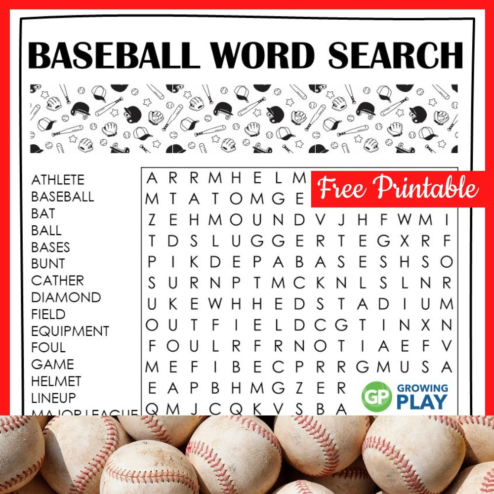 Baseball Word Search Free Printable