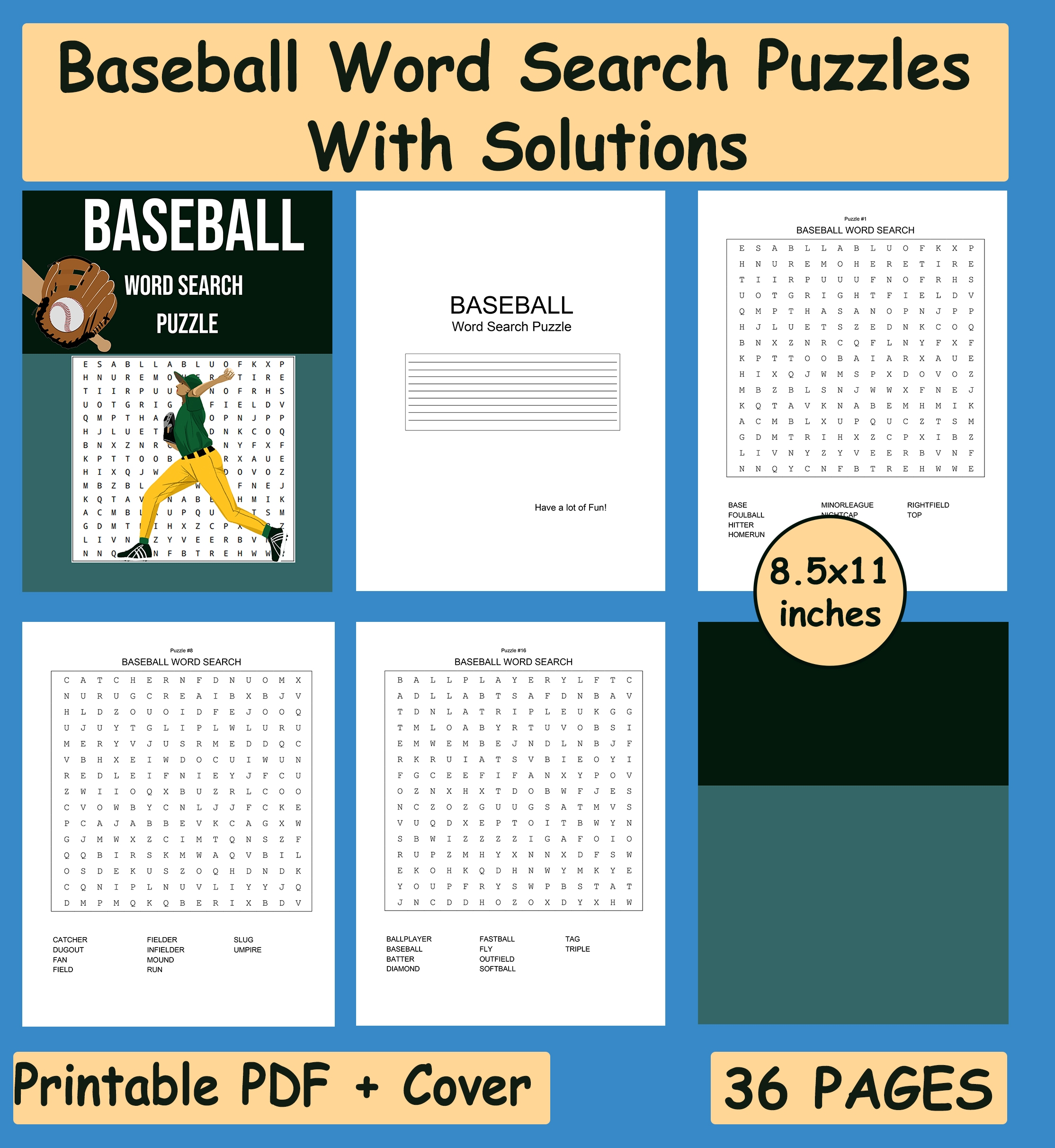 Baseball Word Search Puzzle Book With Solutions Easy To Hard 