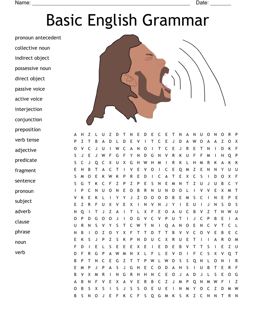 Free Printable Grammar Word Search